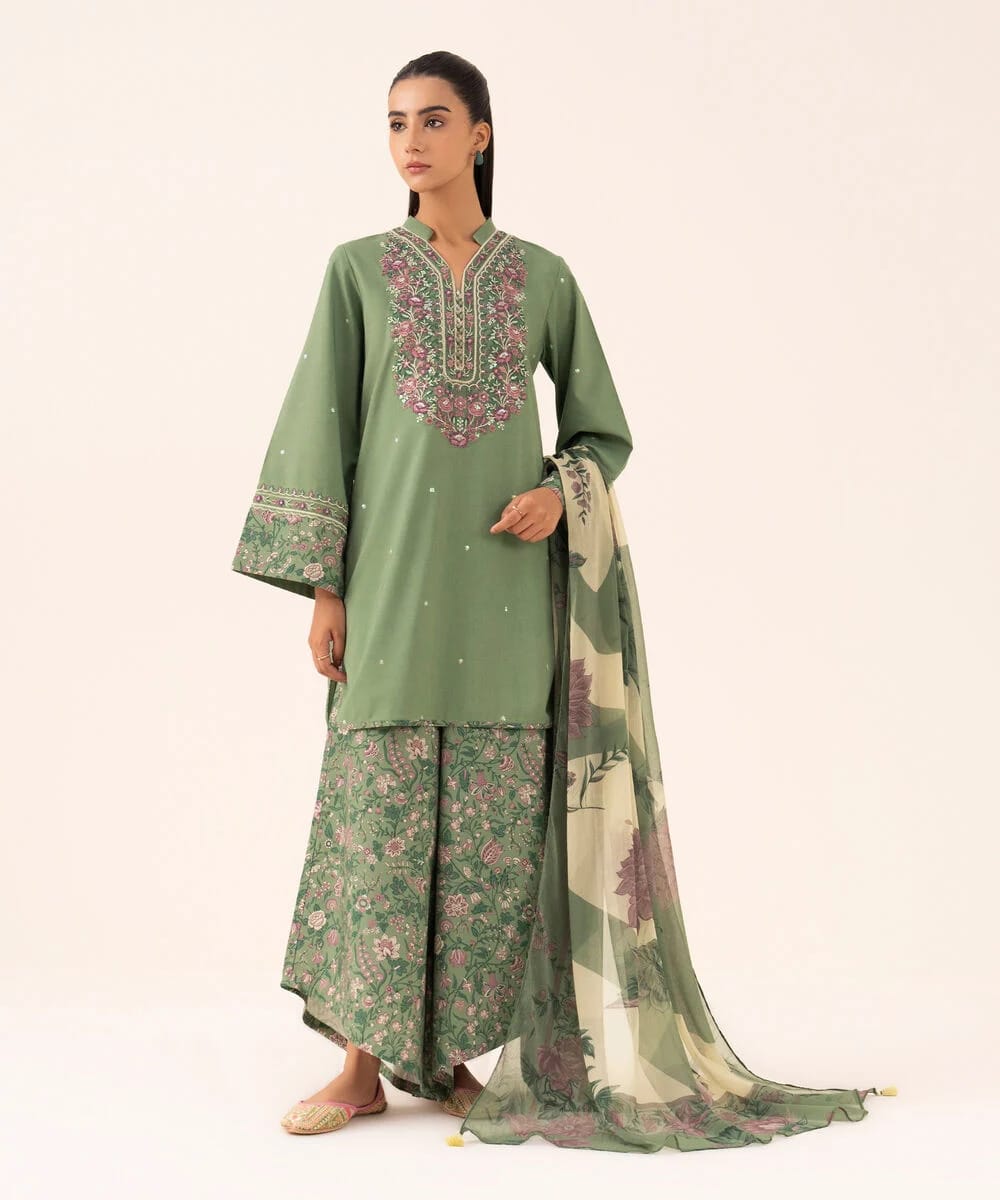 SAPPHIRE Unstitched 3 Piece - Embroidered Cotton Viscose Suit