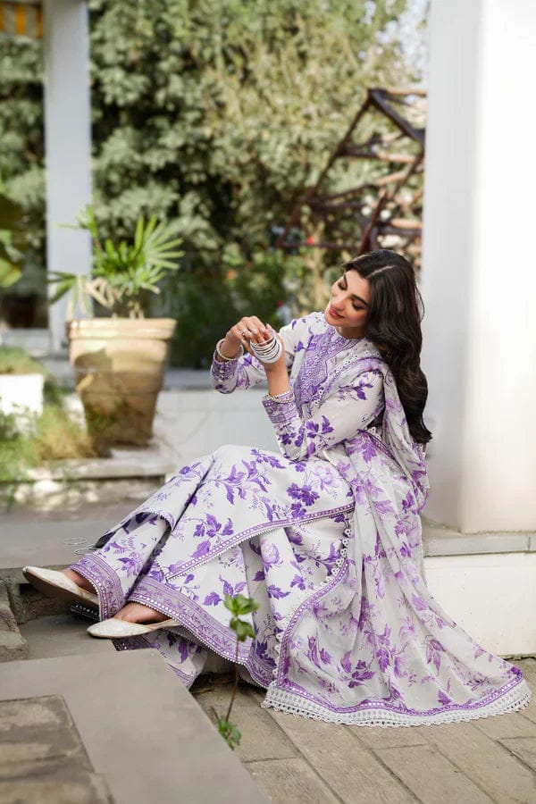 Unstitched Aneela's Embroidered &amp; Printed Lawn 3 Piece Dress