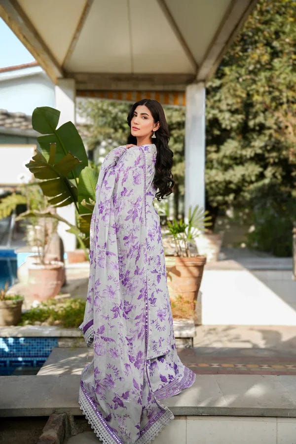 Unstitched Aneela's Embroidered &amp; Printed Lawn 3 Piece Dress